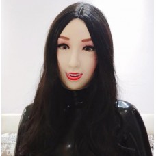(Xinru) Quality Handmade Plastic Realist Full Head Female/Girl Crossdress Sexy Doll Face Cosplay Mask 